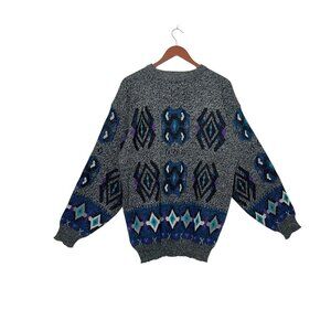Vintage Nuovo New Forces Sweater Knit Geometric 90’s Grandpa- Men’s Size XL